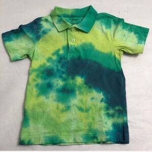 Gymboree custom tie dye green and blue short sleeve polo shirt 3T